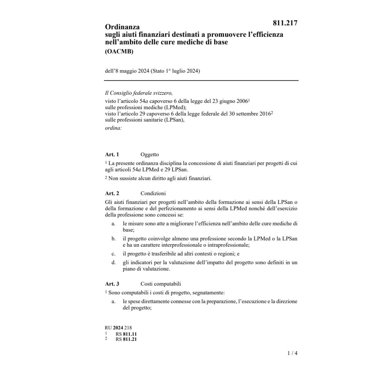 O aiuti finanziari mediche di base OACMB