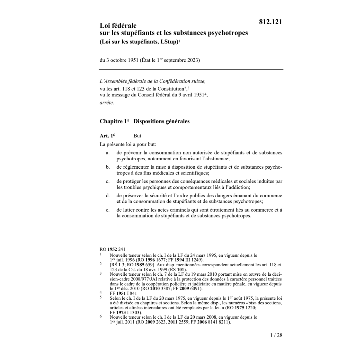 Loi sur les stupéfiants, LStup
