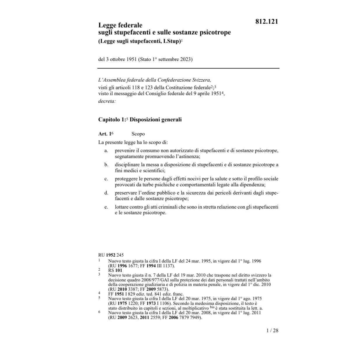 Legge sugli stupefacenti, LStup