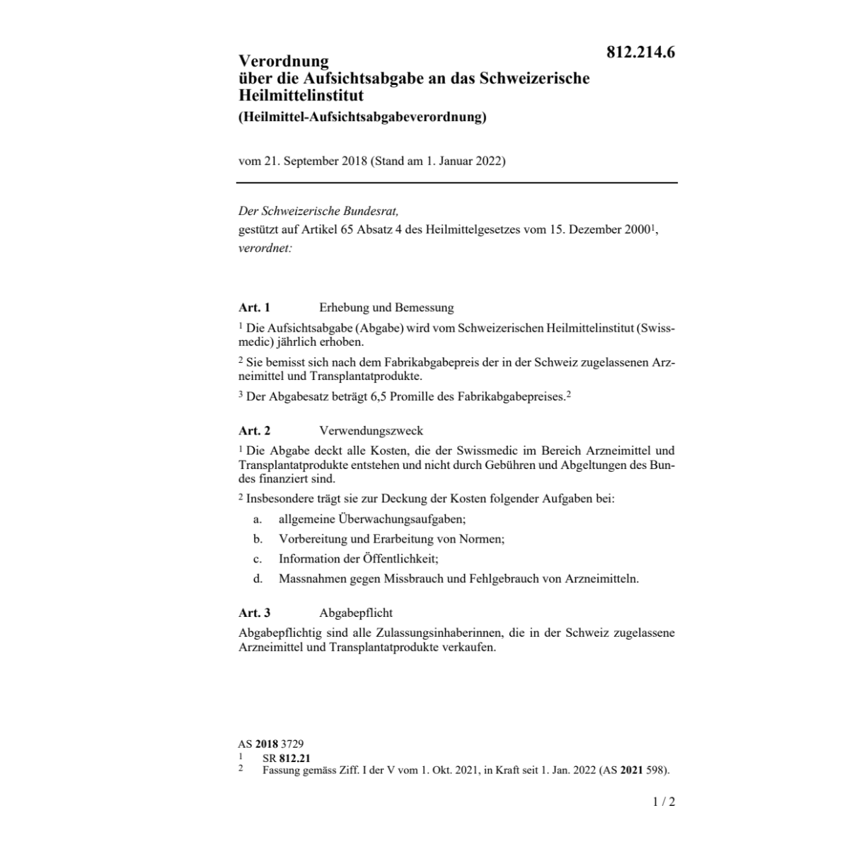 V (Heilmittel-Aufsichtsabgabeverordnung)