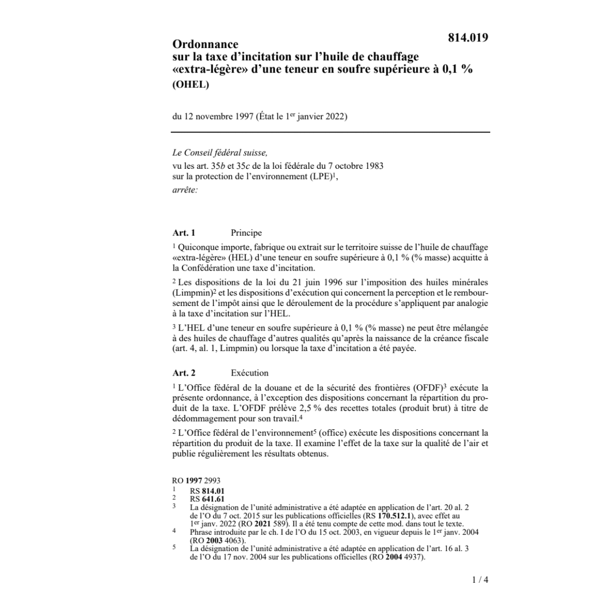 O taxe d'incitation huile chauffage OHEL