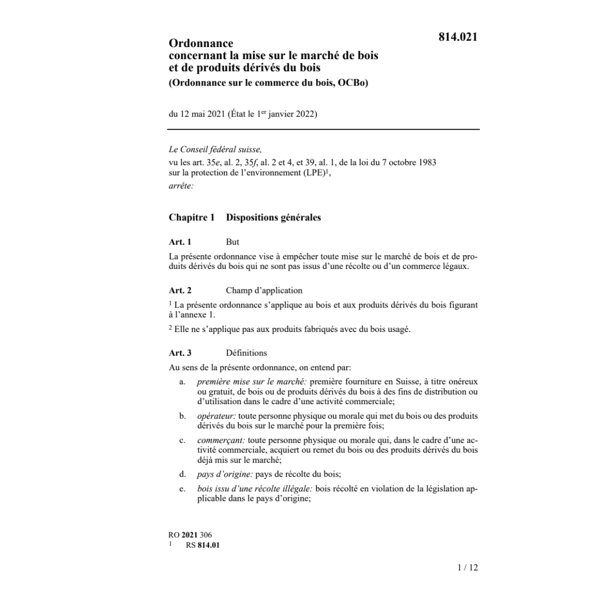 O sur le commerce du bois (OCBo)
