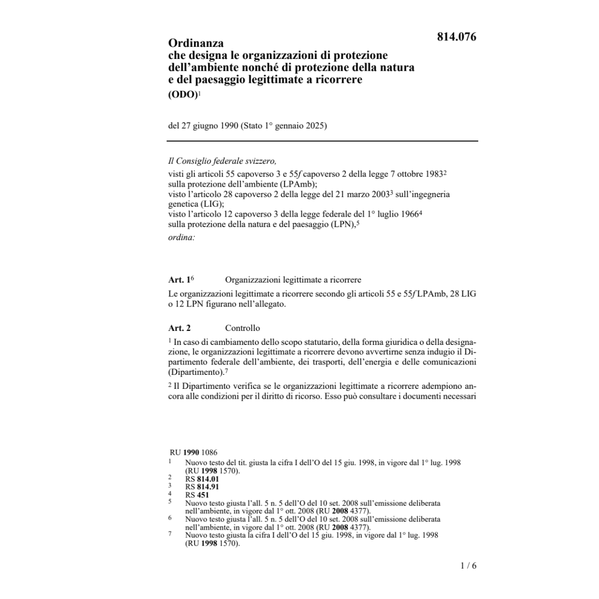 O organizzaz. protezione ambiente, ODO