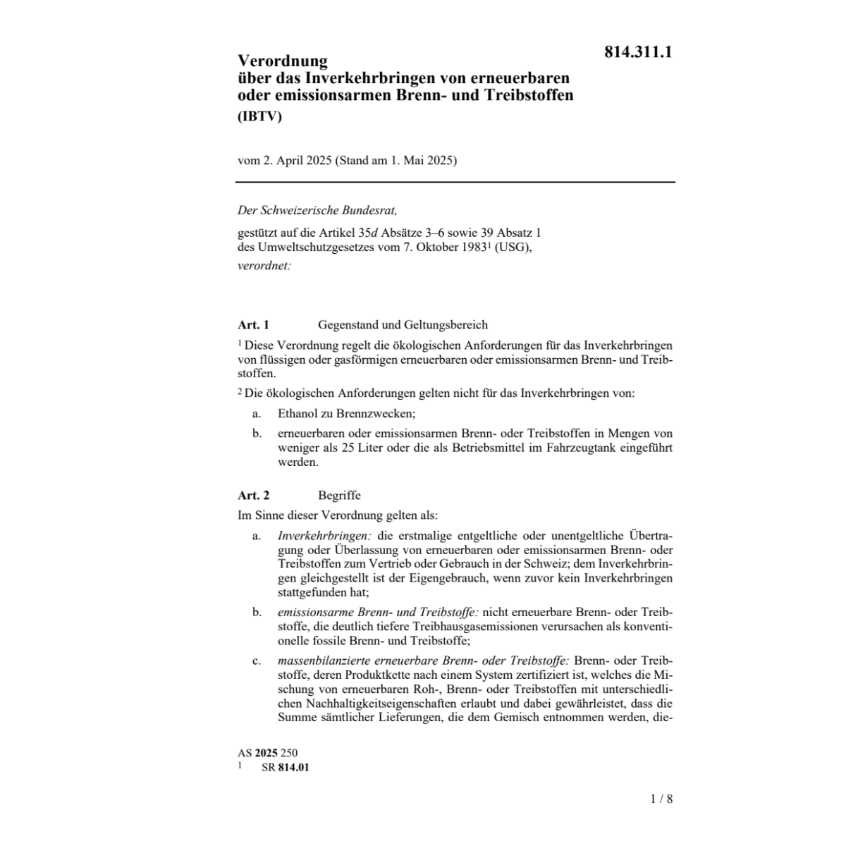 V Brenn- und Treibstoffen (IBTV)