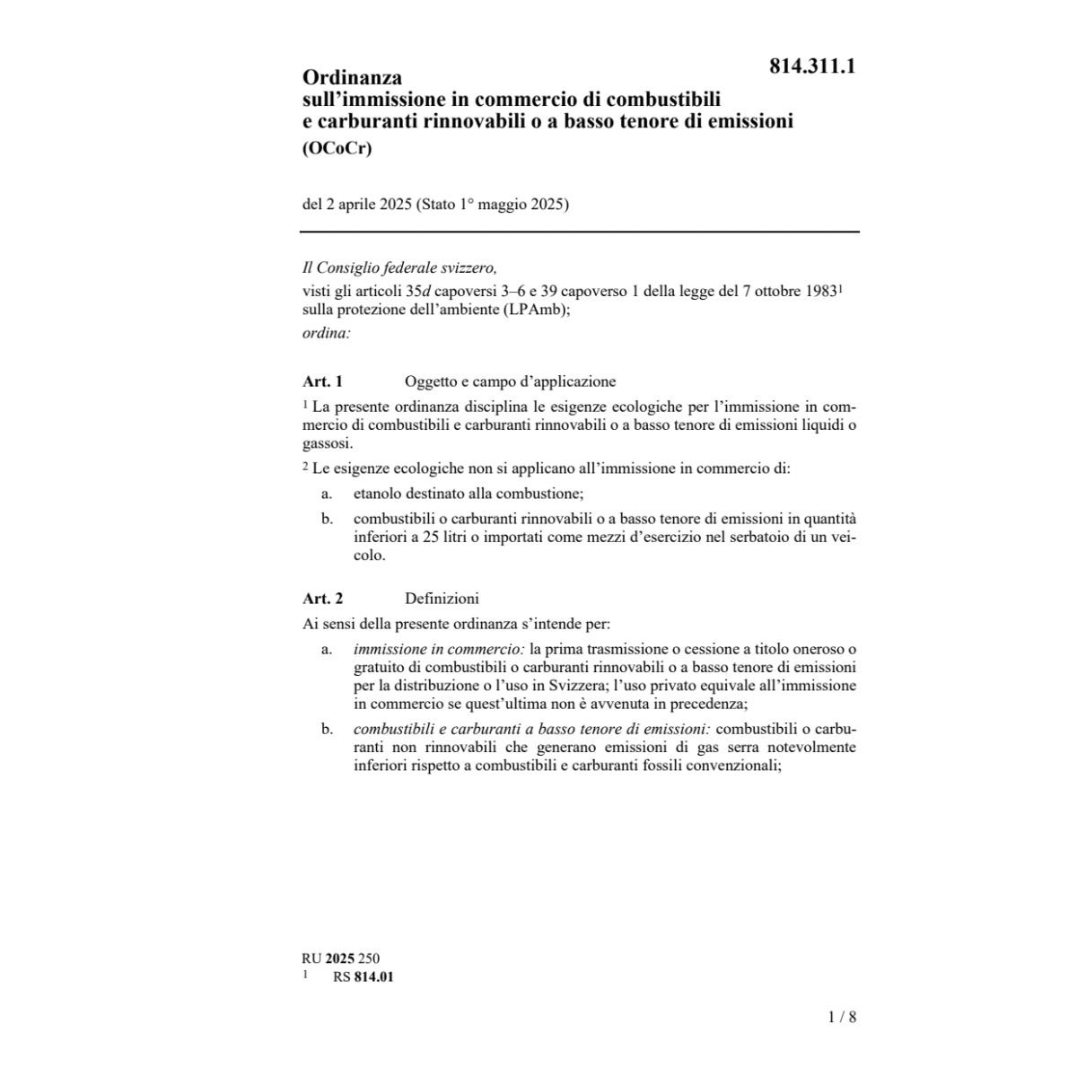 O combustibili e carburanti (OCoCr)