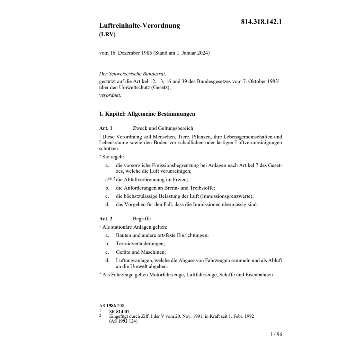 Luftreinhalte-Verordnung, LRV