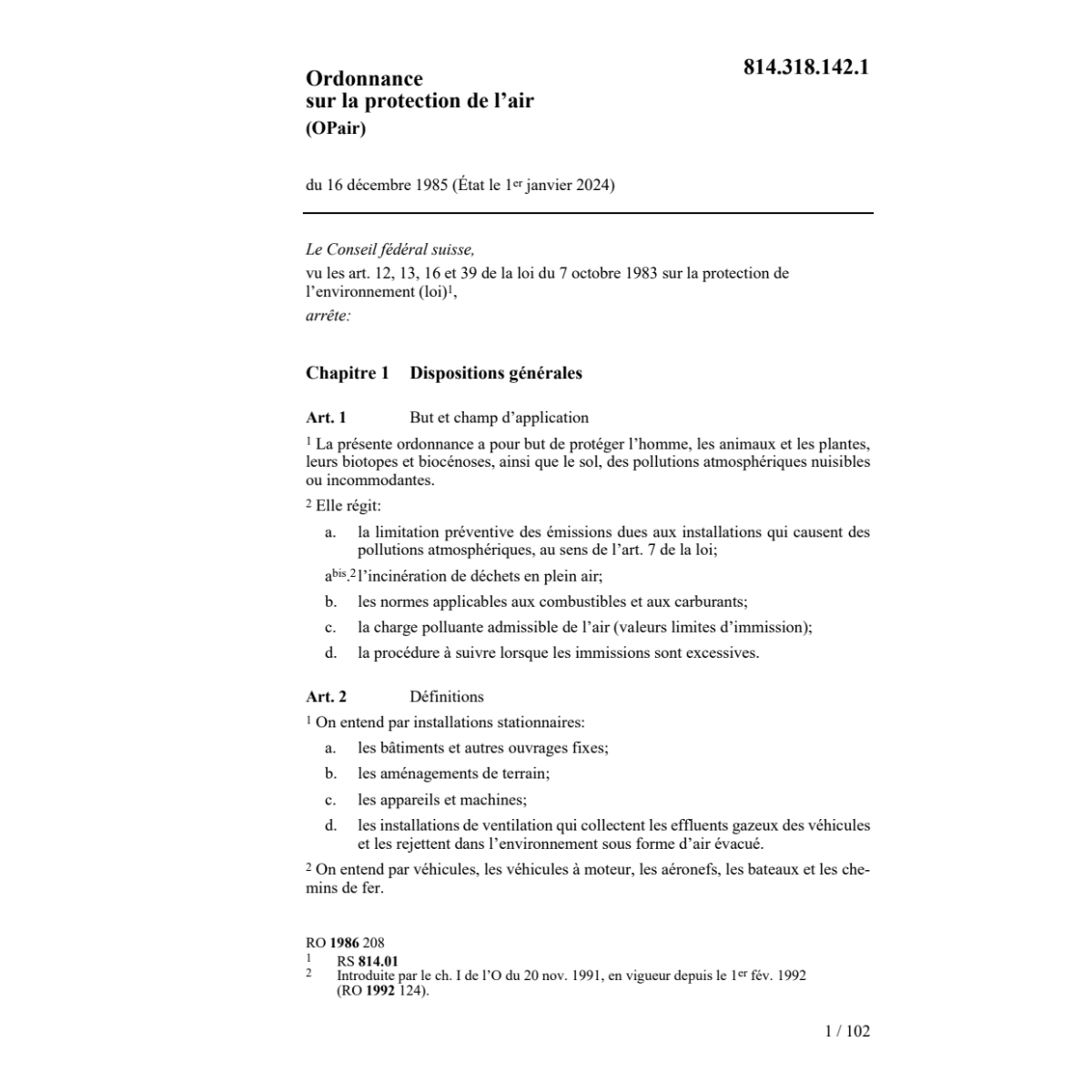 O sur protection de l'air, OPair