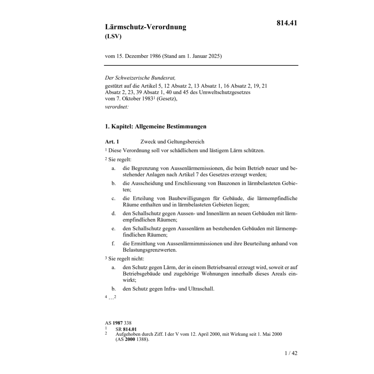 Lärmschutz-Verordnung, LSV
