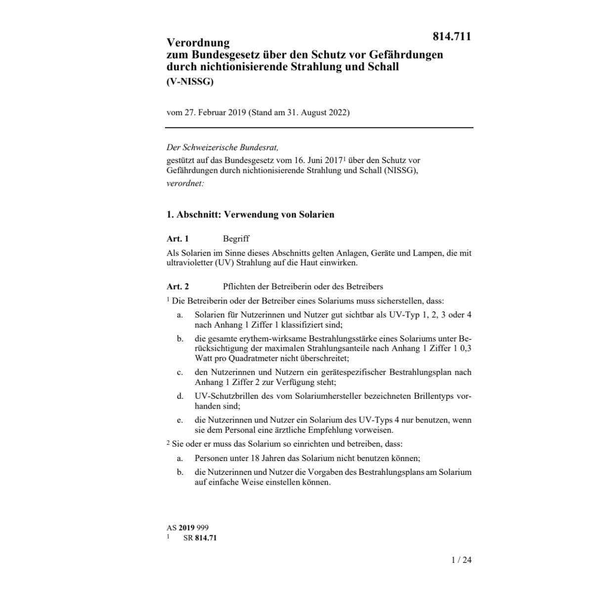 V BG Strahlung und Schall (V-NISSG)
