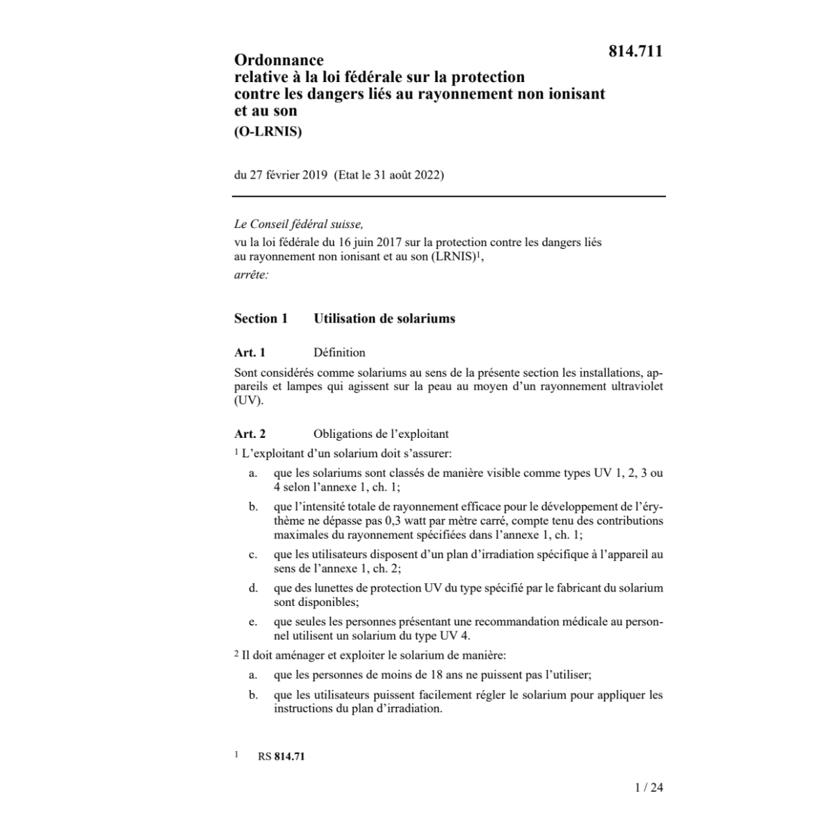 O LF rayonnement non ionisant (O-LRNIS)