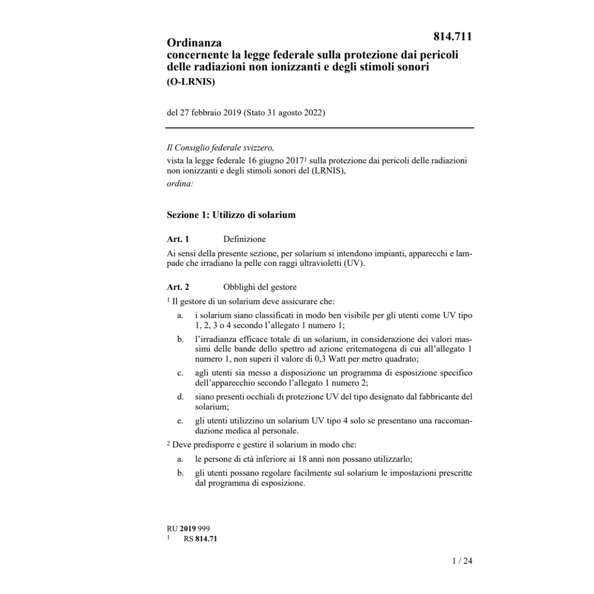O LF radiazioni non ionizzanti (O-LRNIS)