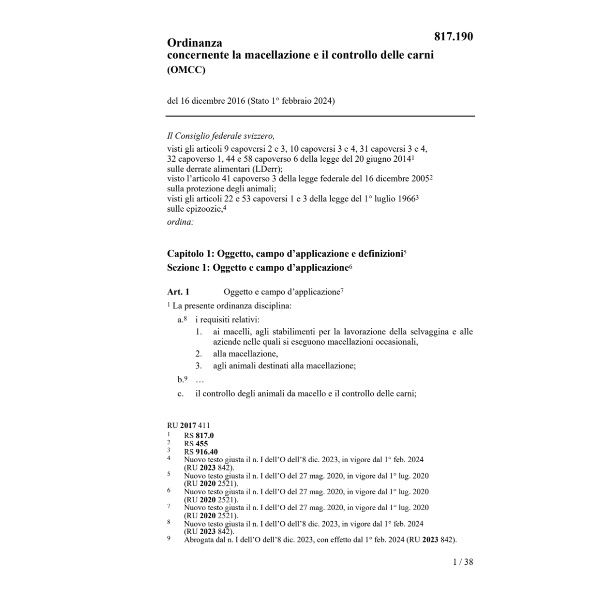 O macellazione controllo carni OMCC