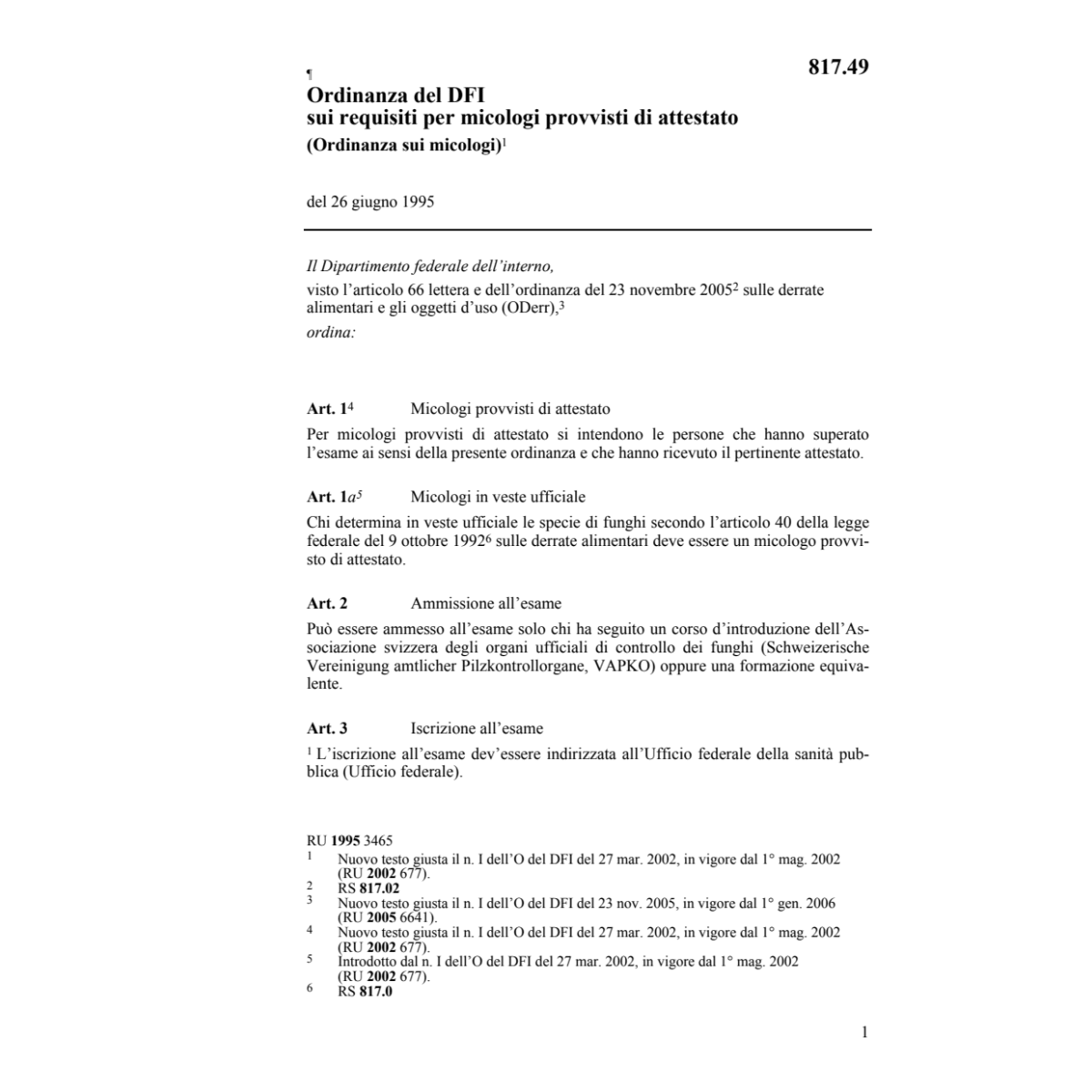 O 26.6.95 requisiti micologi attestato