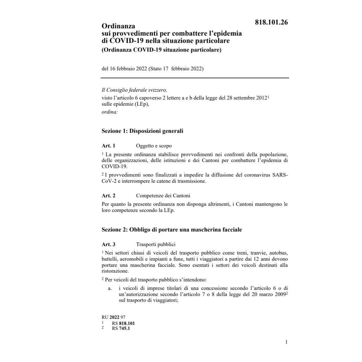 O (COVID-19 situazione particolare)