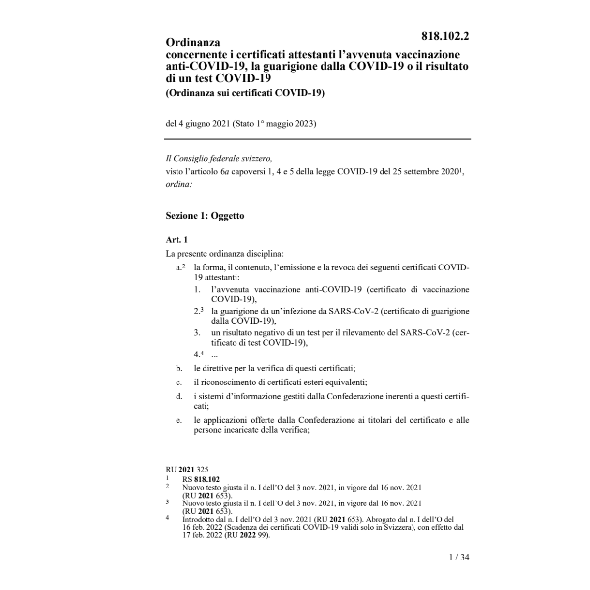 O certificati COVID-19 7.6.21