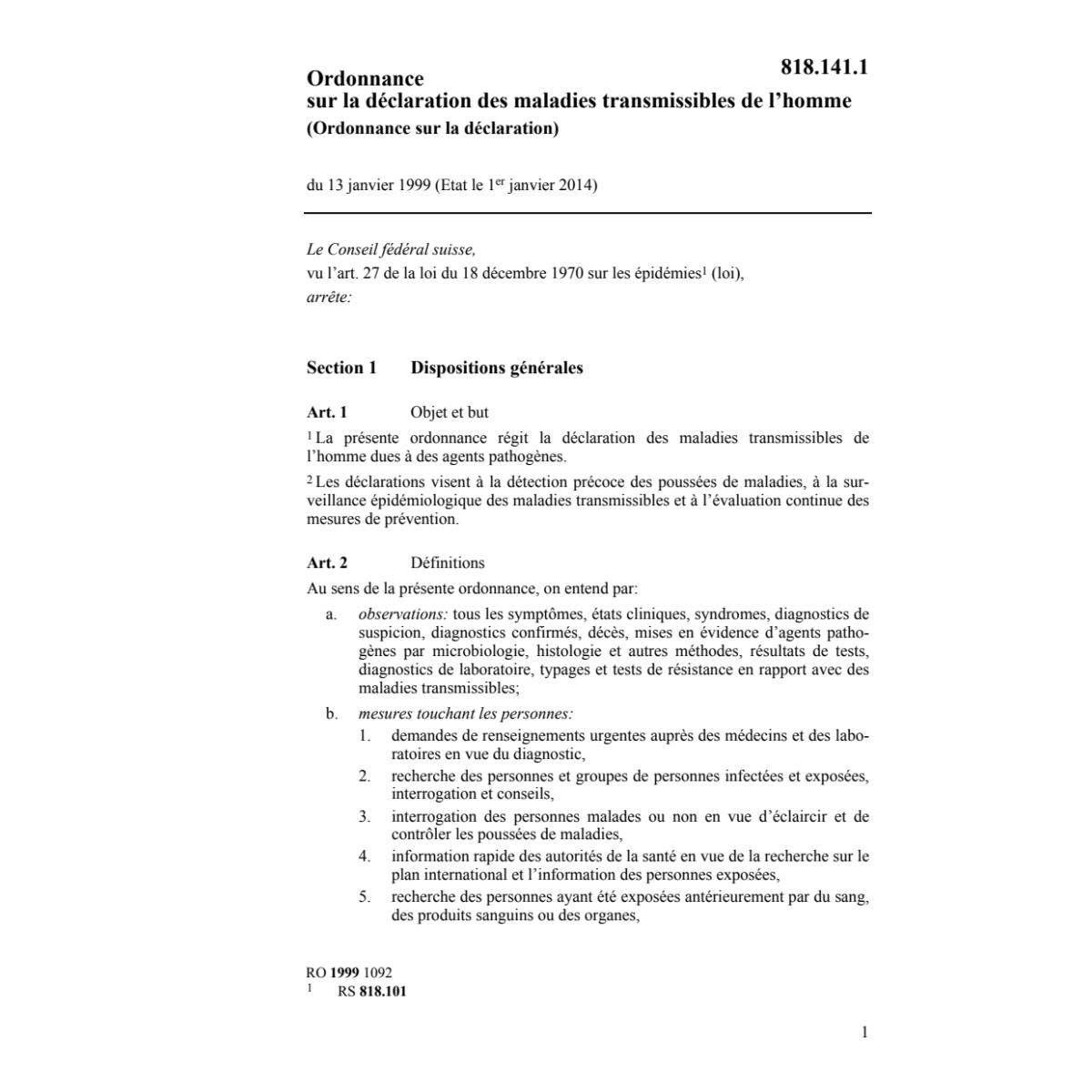 O, déclaration maladies transmissibles