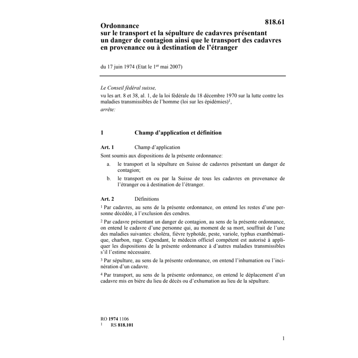 O cadavres, transport et sépulture