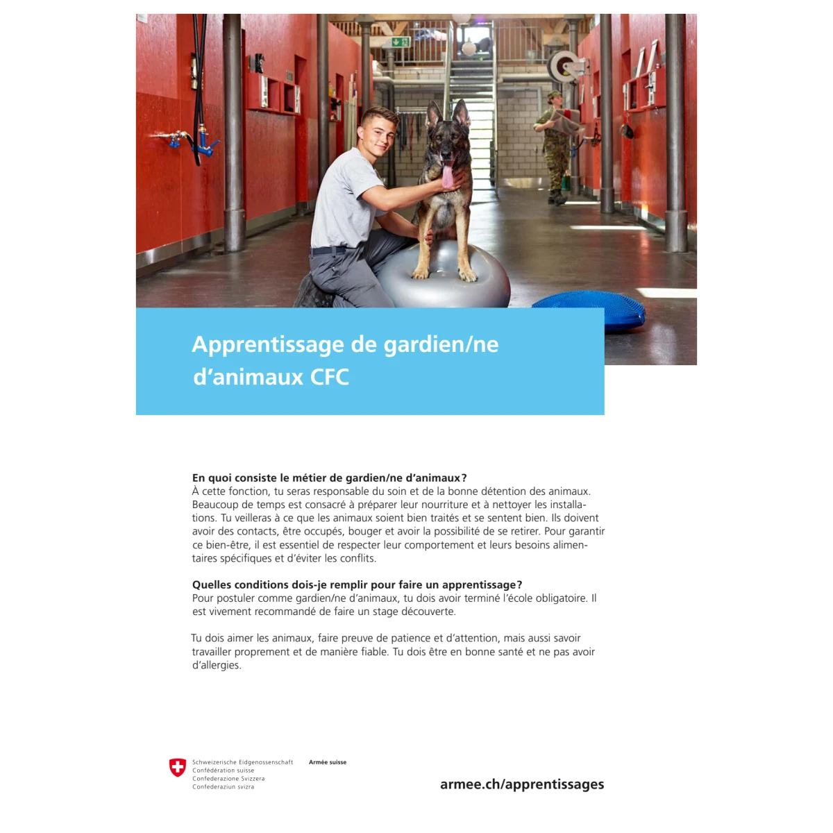 DDPS - Appr gardien/ne d’animaux CFC