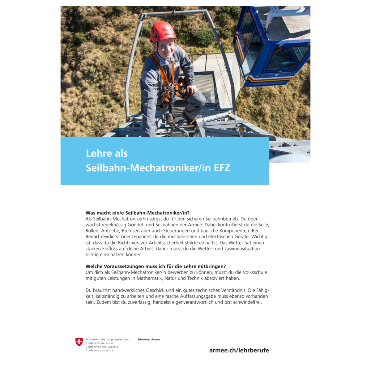Lehre als Seilbahn-Mechatroniker/-in EFZ