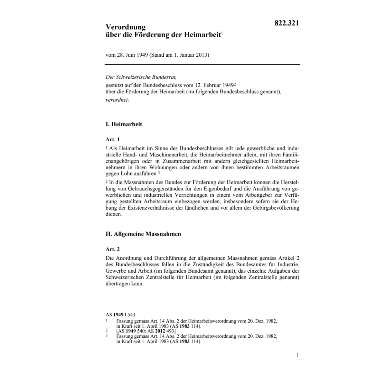 V, Förderung der Heimarbeit
