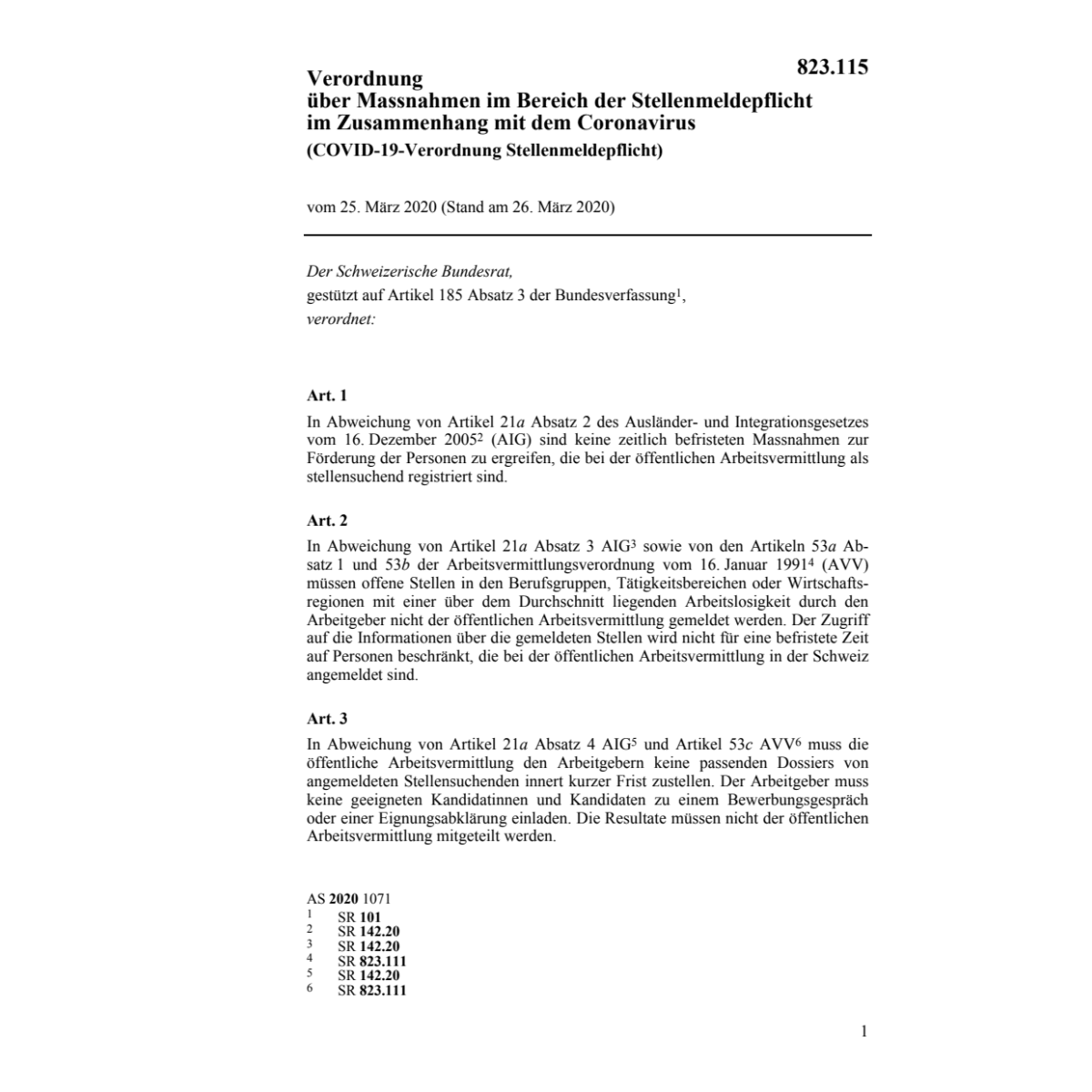 V (COVID-19) Stellenmeldepflicht