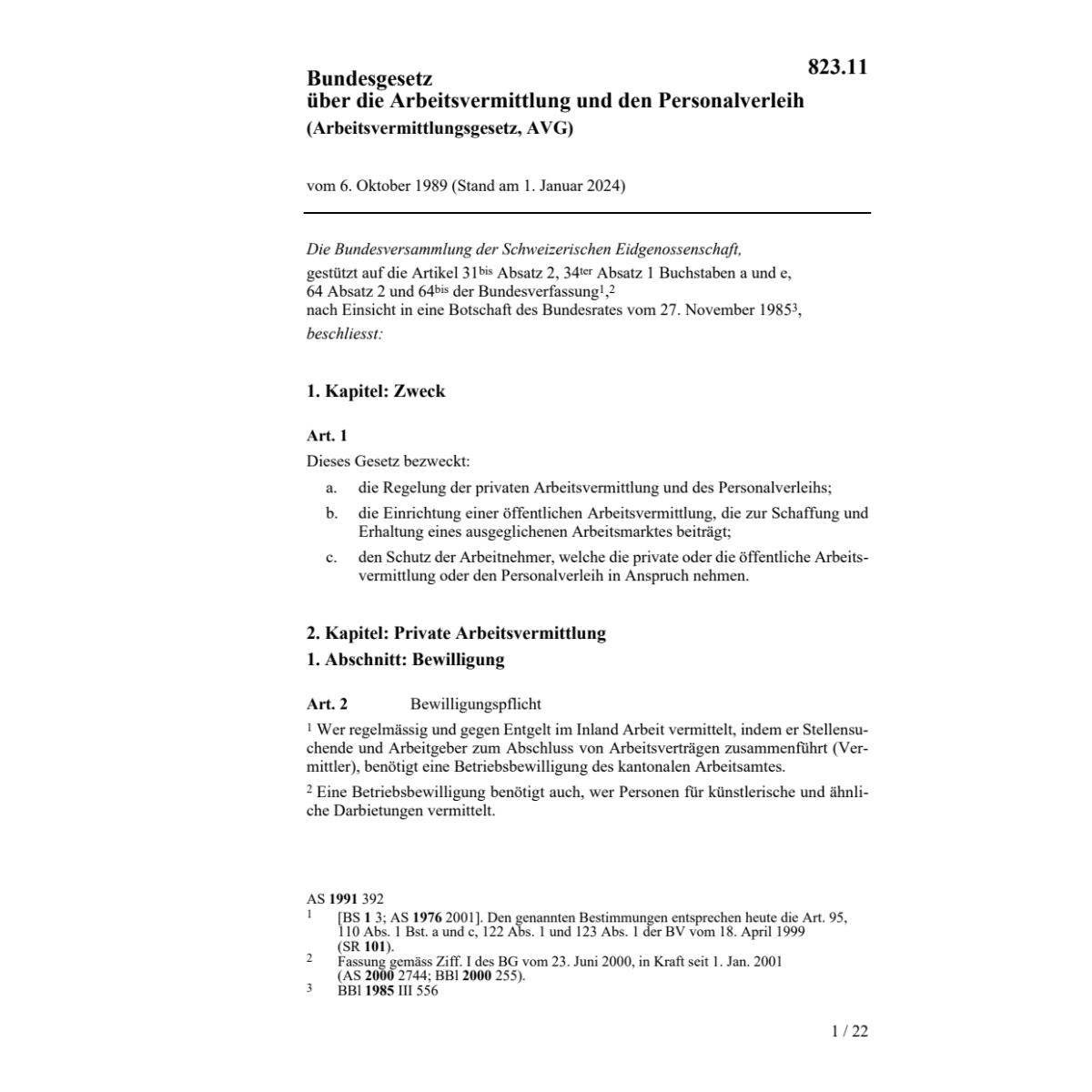 BG, Arbeitsvermittlung, AVG