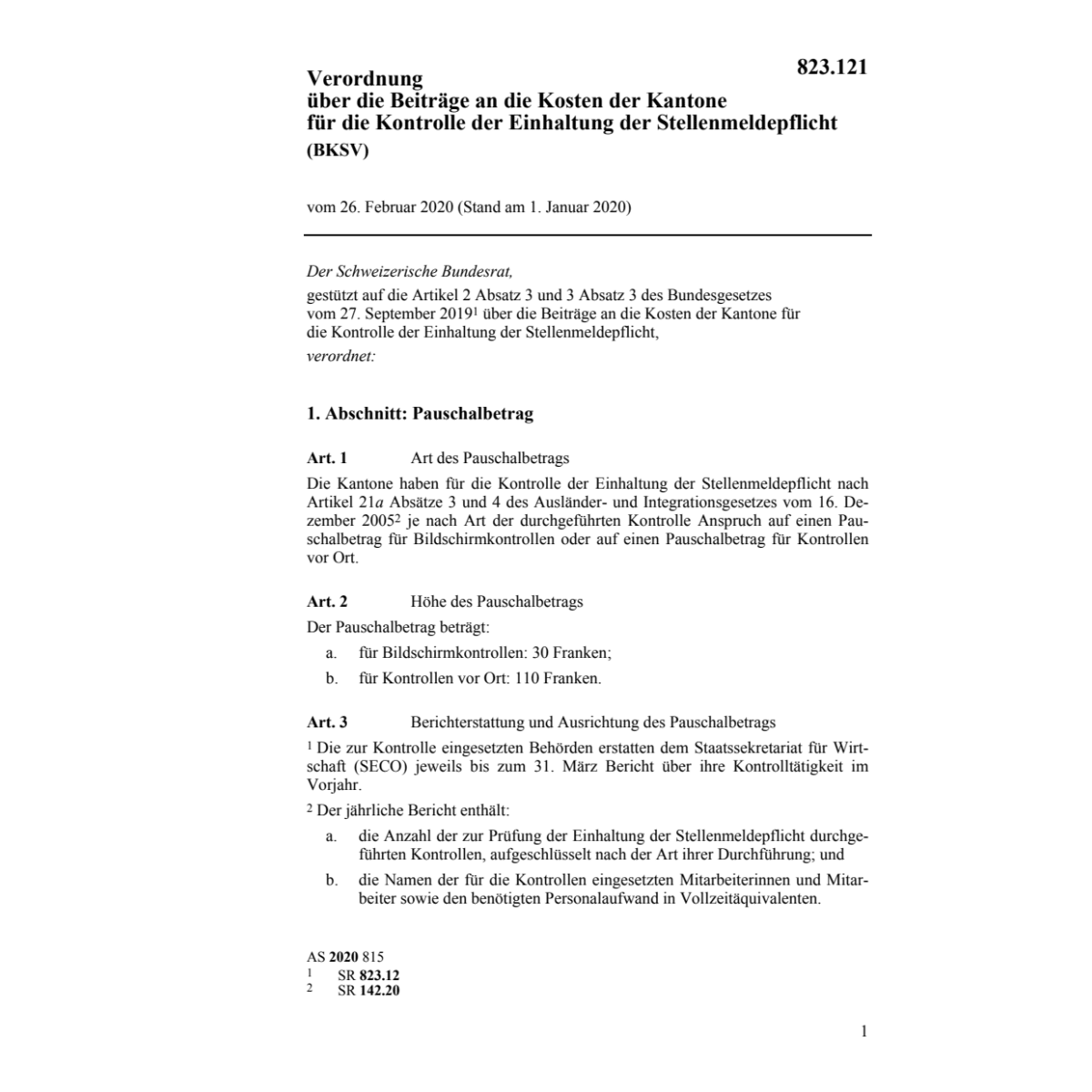 V 26.2.20 Beiträge Kosten Kantone