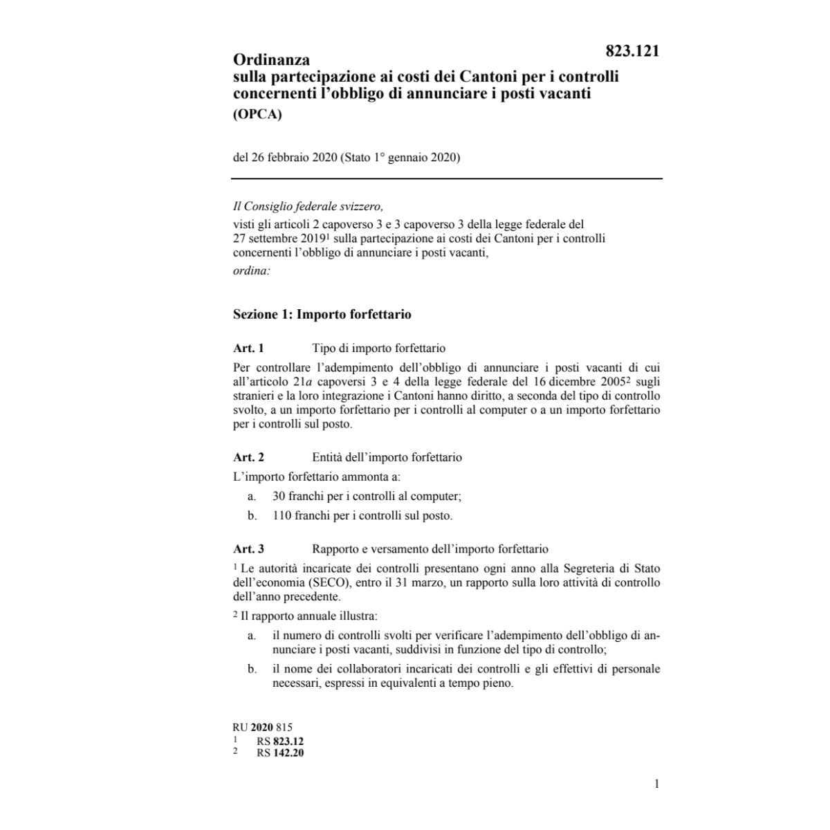 O 26.2.20 sulla partecipazione costi Can