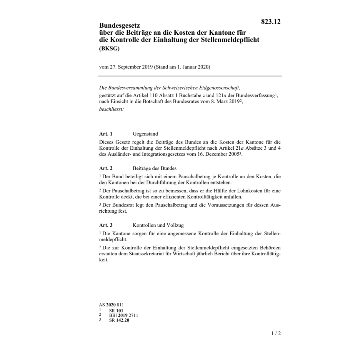 BG 27.9.19 Beiträge Kosten Kantone