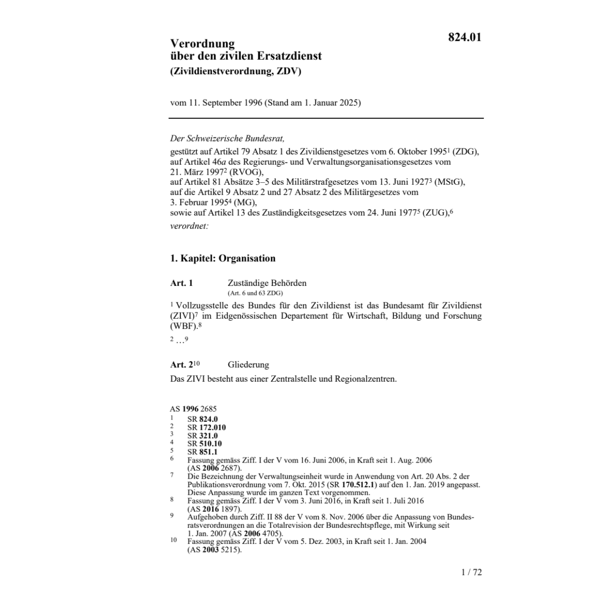 V über den zivilen Ersatzdienst ZDV