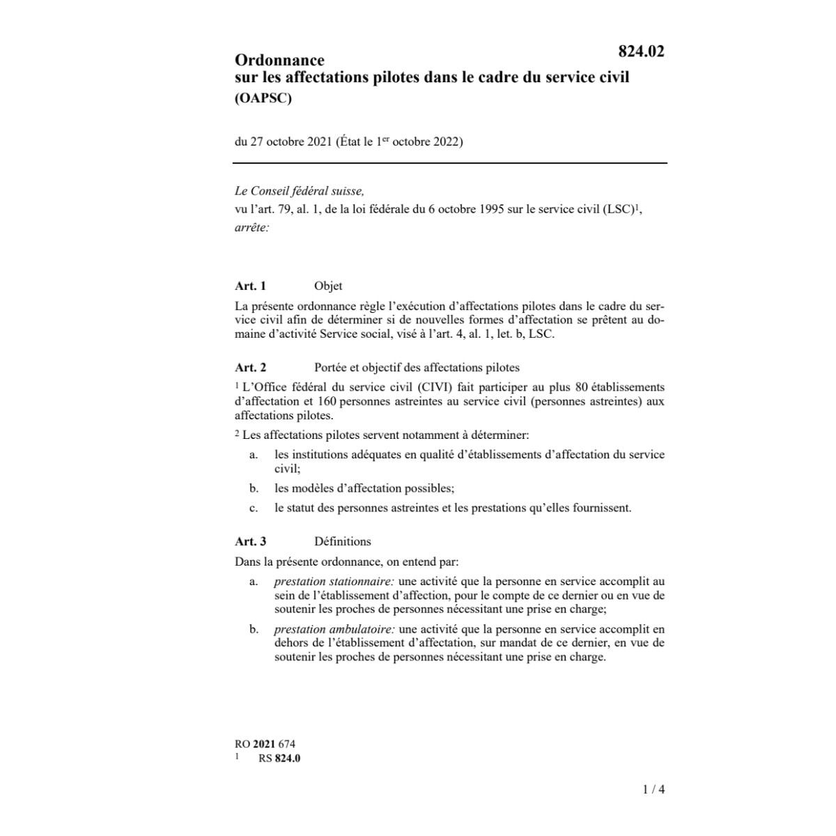 O affect. pilotes service civil (OAPSC)