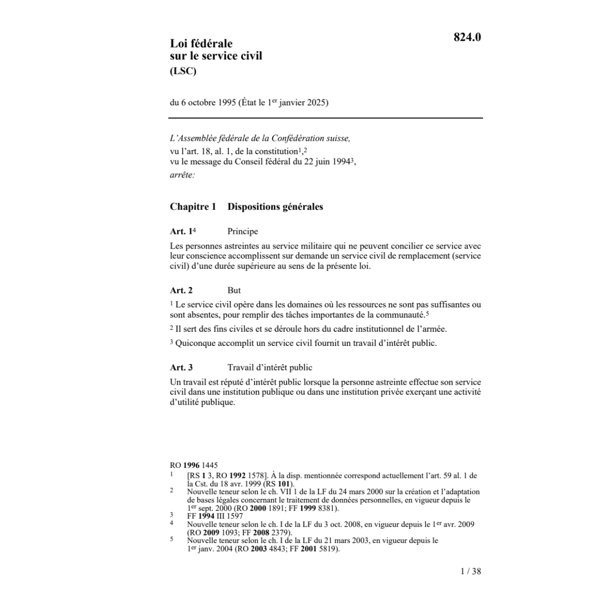 LF, sur le service civil, LSC