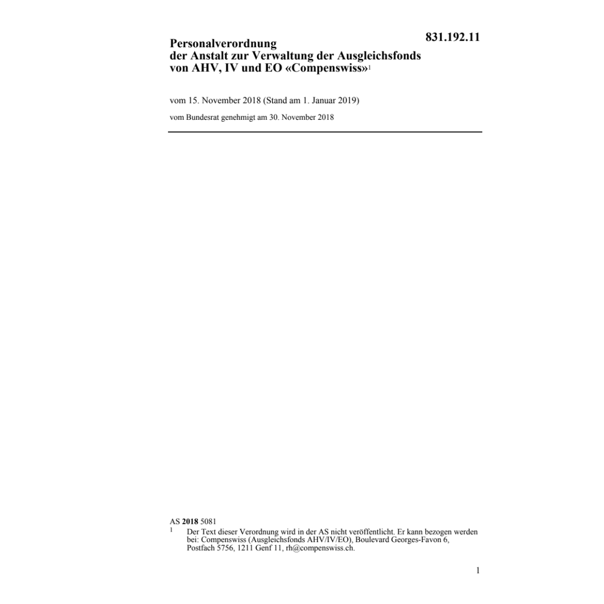 V Personalver. AHV, IV, EO «Compenswiss»