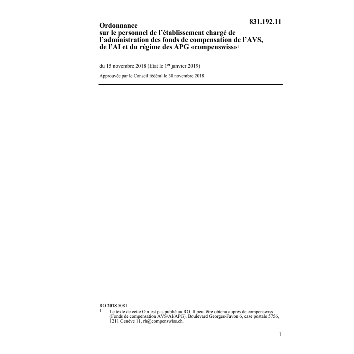 O pers. étab. AVS, AI, APG «compenswiss»