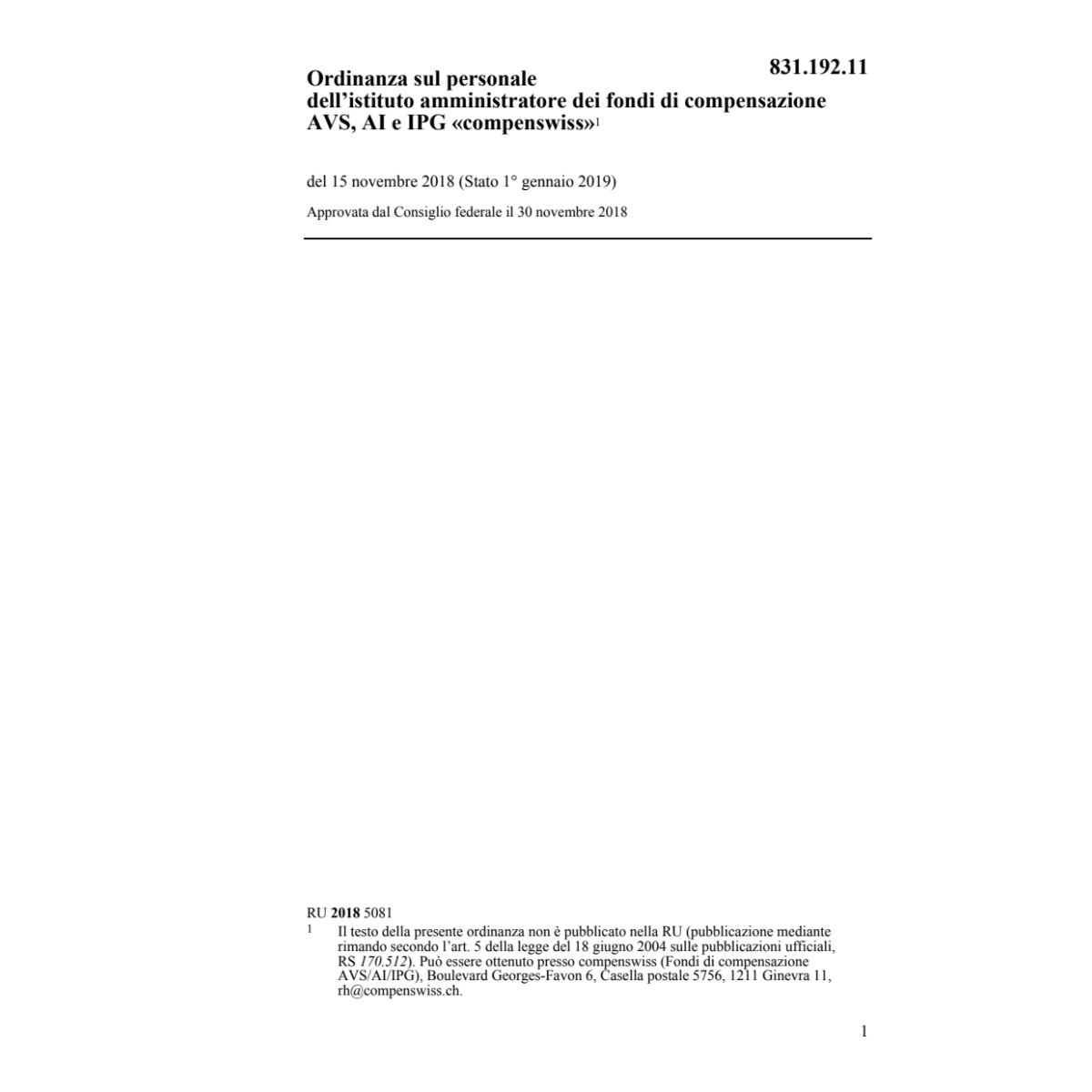 O istituto AVS, AI, IPG «compenswiss»