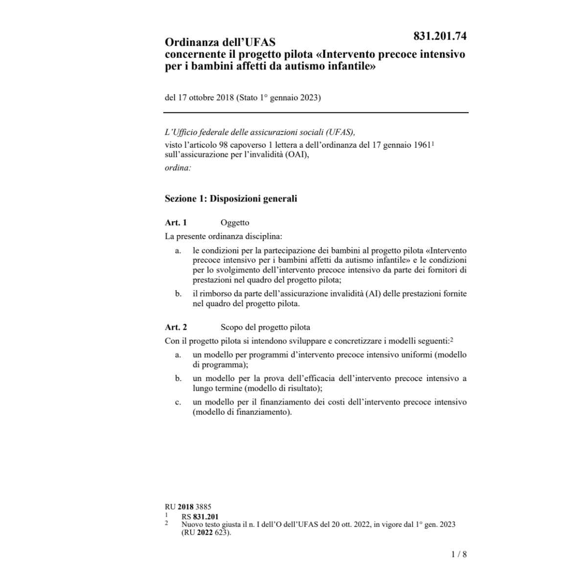 O UFAS Intervento intensivo bambini