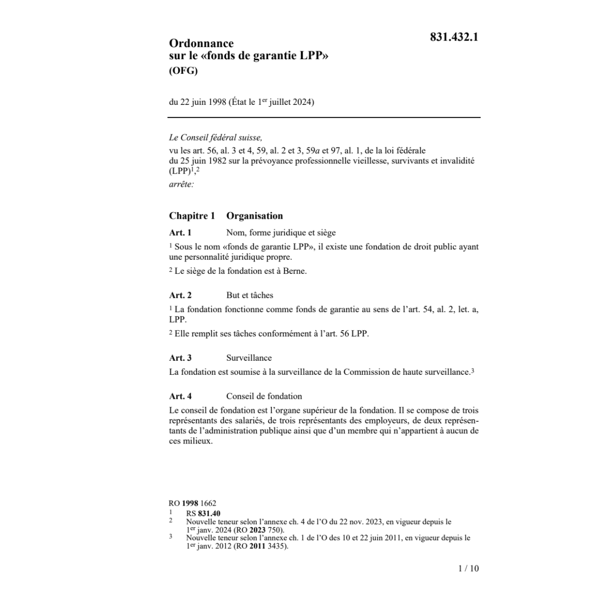 O fonds de garantie LPP, OFG