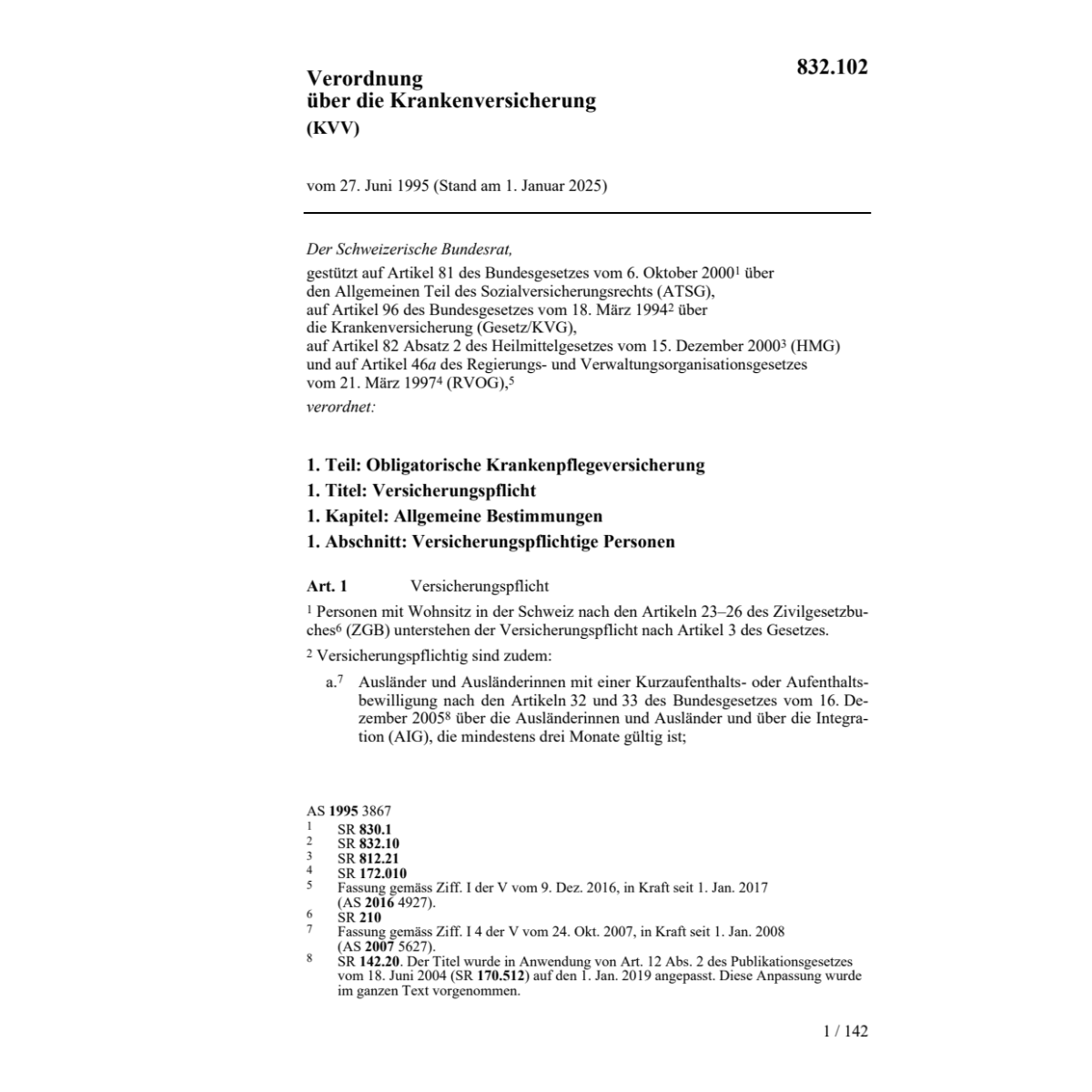 V Krankenversicherung, KVV