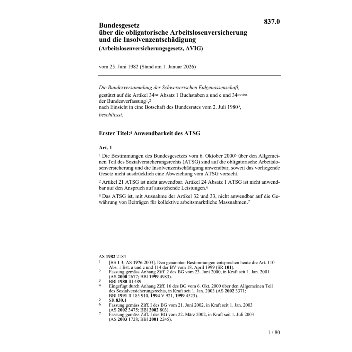 BG Arbeitslosenversicherung, AVIG | Teil 8