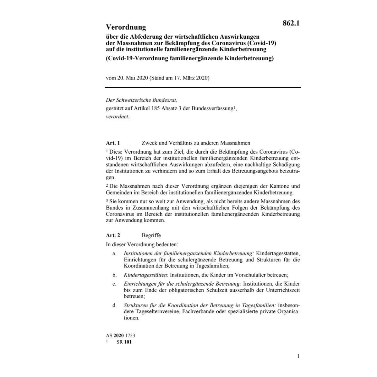 Covid-19-V familienergänzende Kinderbetr