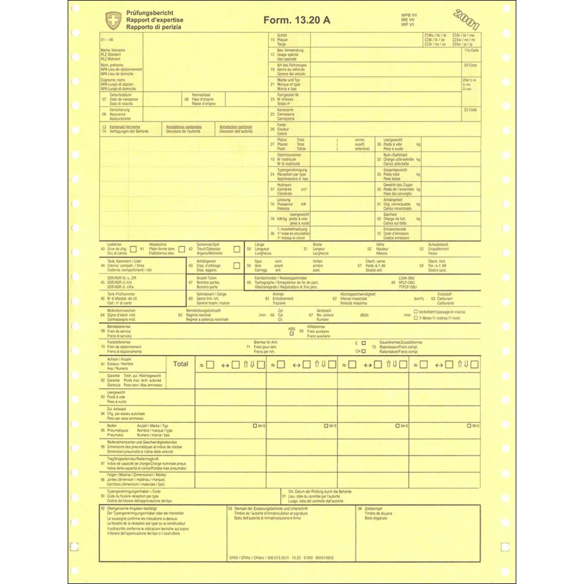 Rapporto di perizia 13.20 A (senza fine)