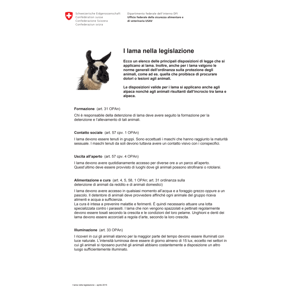 Promemoria I lama nella legislazione