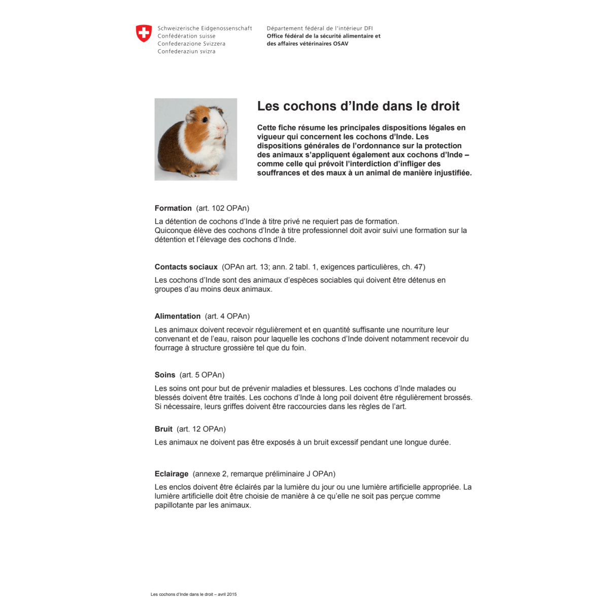 Aide-mémoire Les cochons d’Inde droit