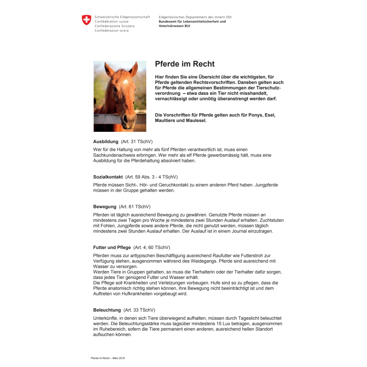 Merkblatt Pferde im Recht