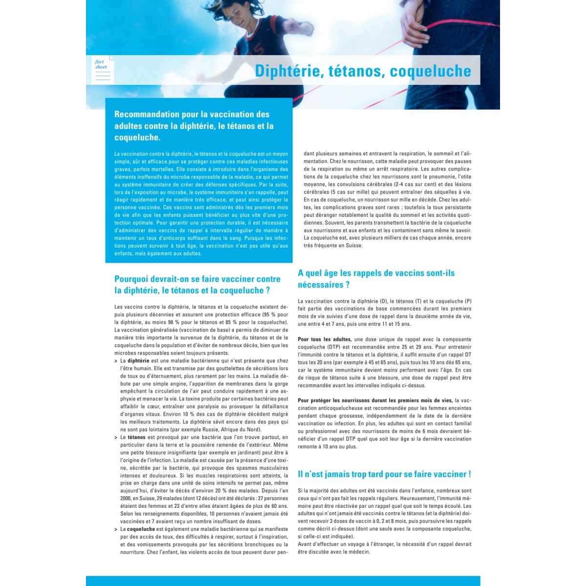 Bloc à 50 Factsheet Diphté. (p. adultes)