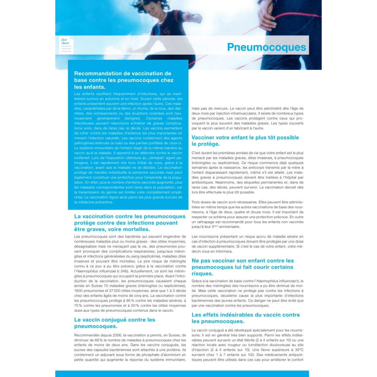 Bloc à 50 Factsheet Pneumocoques