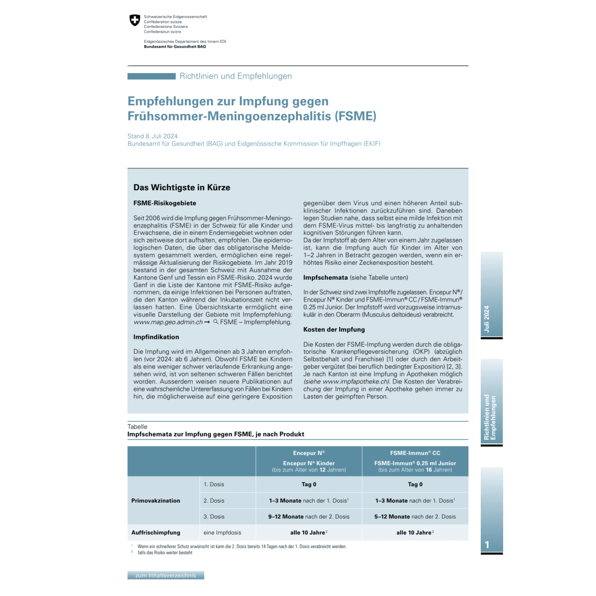 Richtlinien und Empfehlungen (FSME)