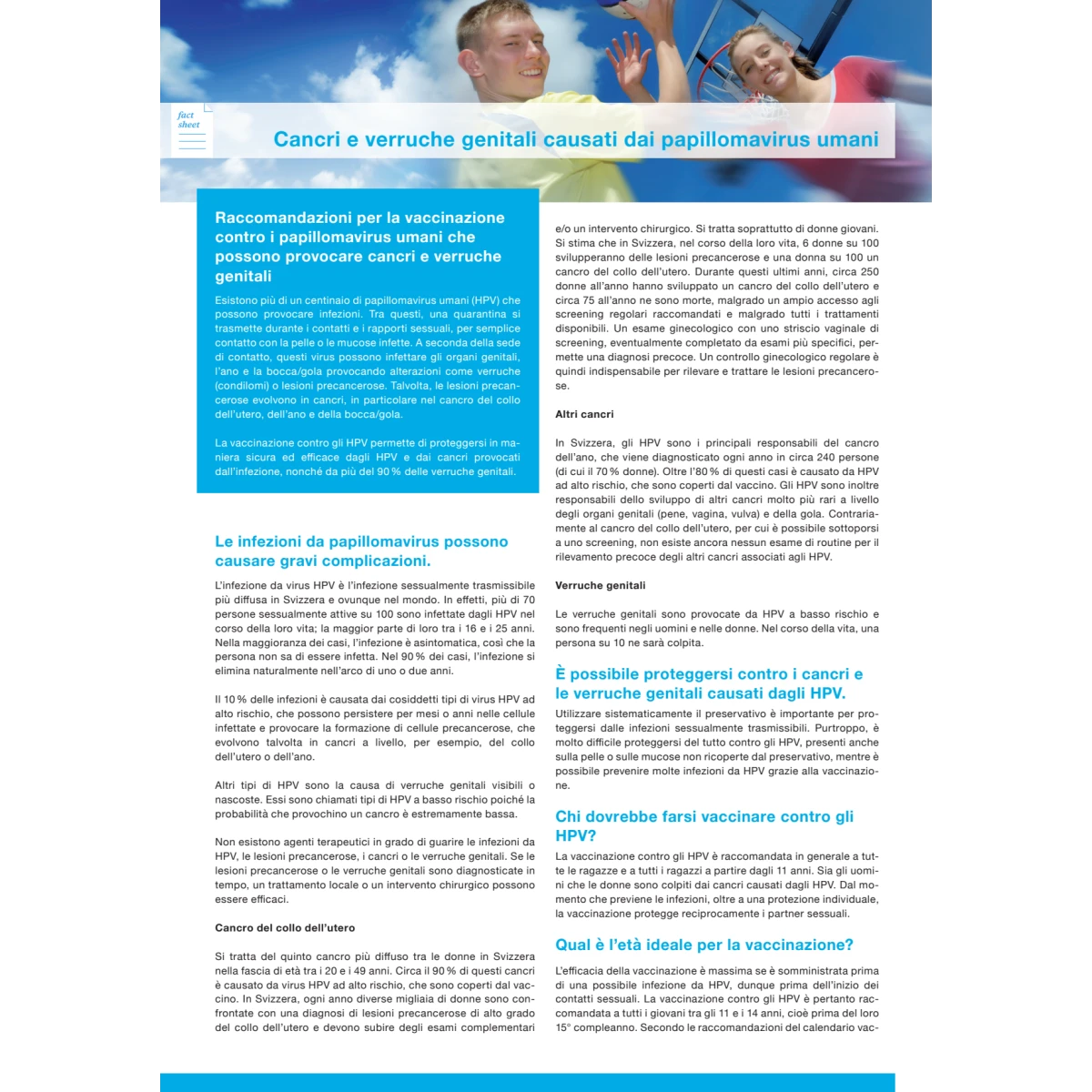 Factsheet HPV/verruche genitali singolo