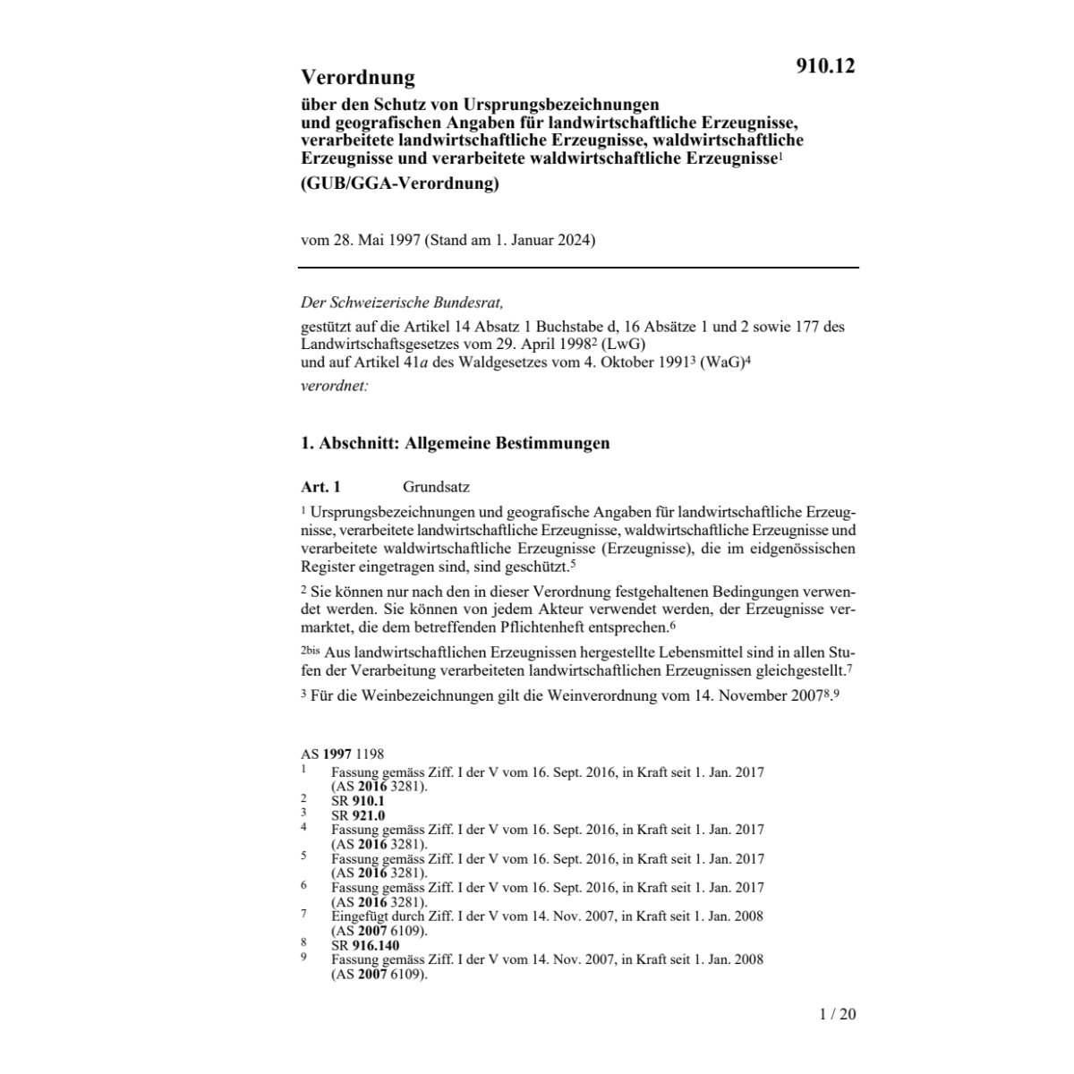 V Schutz Ursprungsbezeichnungen GUB/GGA