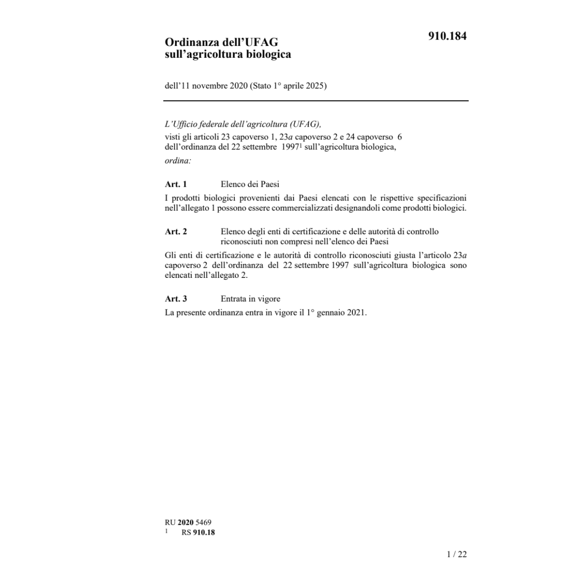 O UFAG agricoltura biologica